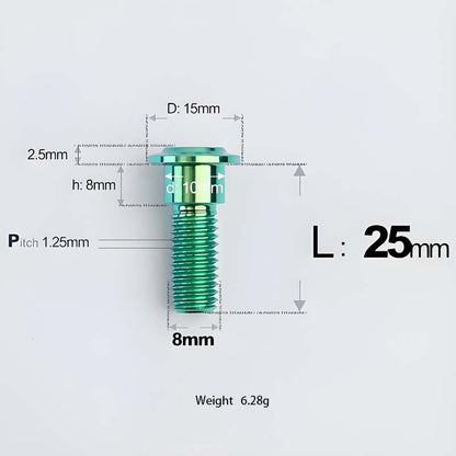 M8x13-48mm Titanium Shoulder Bolts for Motorcycle - Green