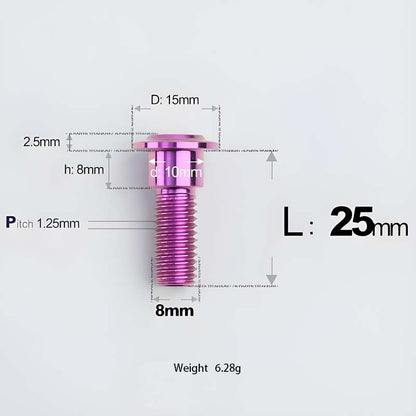 M8x13-48mm Titanium Shoulder Bolts for Motorcycle - Purple