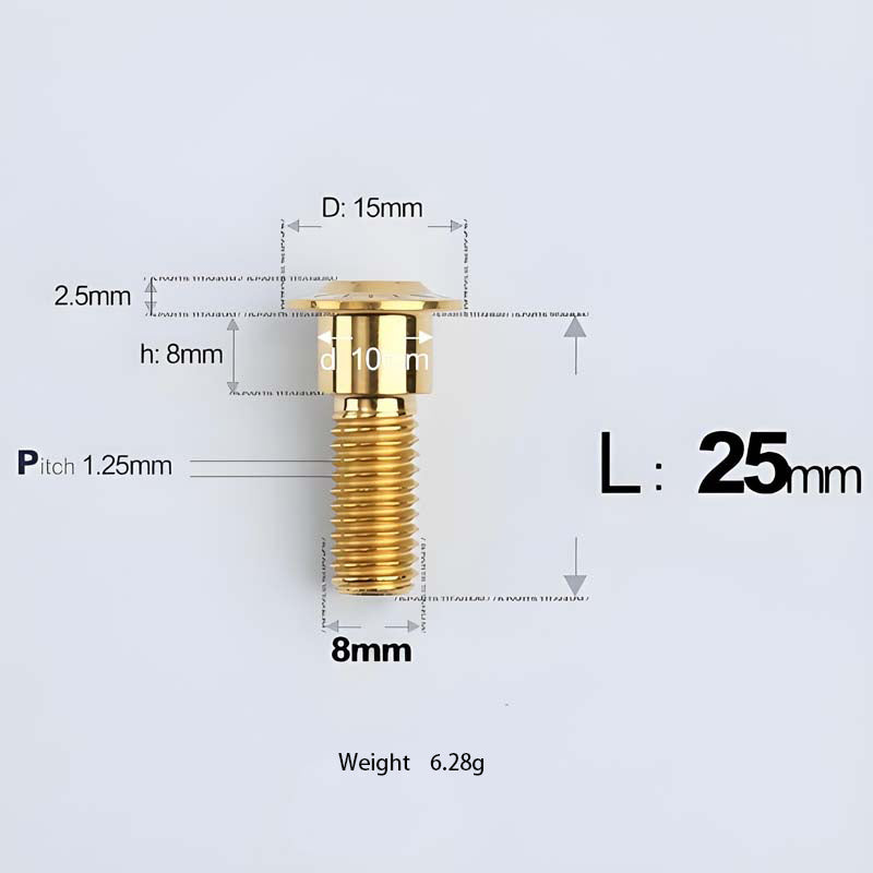 M8x13-48mm Gold Titanium Shoulder Bolts for Motorcycle
