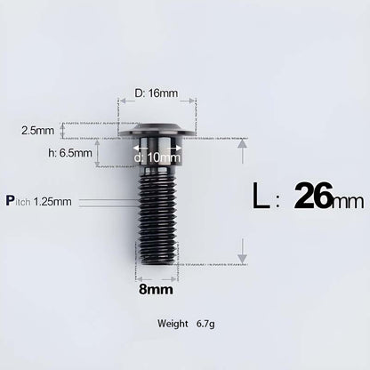 M8x13-48mm Titanium Shoulder Bolts for Motorcycle - Black