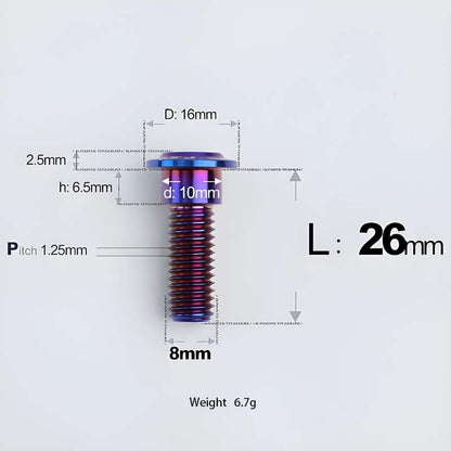 M8x13-48mm Titanium Shoulder Bolts for Motorcycle - Blue