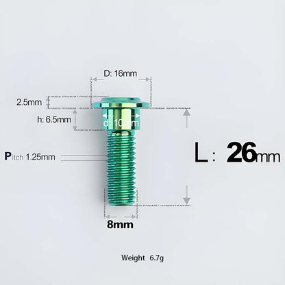M8x13-48mm Titanium Shoulder Bolts for Motorcycle - Green