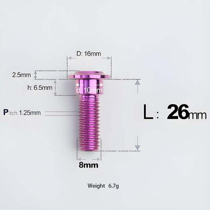 M8x13-48mm Titanium Shoulder Bolts for Motorcycle - Purple