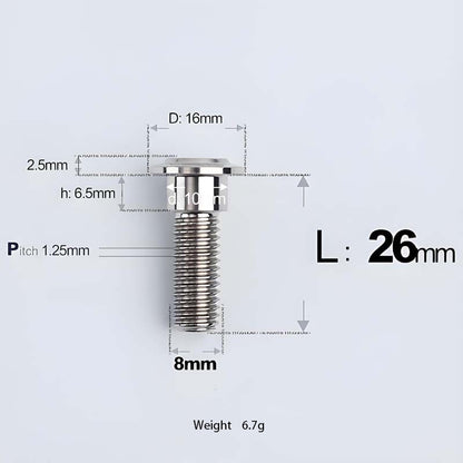 M8x13-48mm Titanium Shoulder Bolts for Motorcycle - TI