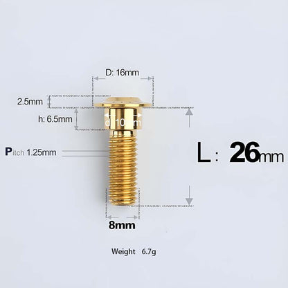 M8x13-48mm Gold Titanium Shoulder Bolts for Motorcycle