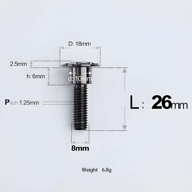 M8x13-48mm Titanium Shoulder Bolts for Motorcycle - Black