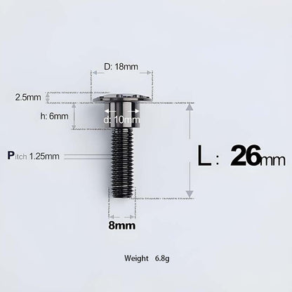 M8x13-48mm Titanium Shoulder Bolts for Motorcycle - Black