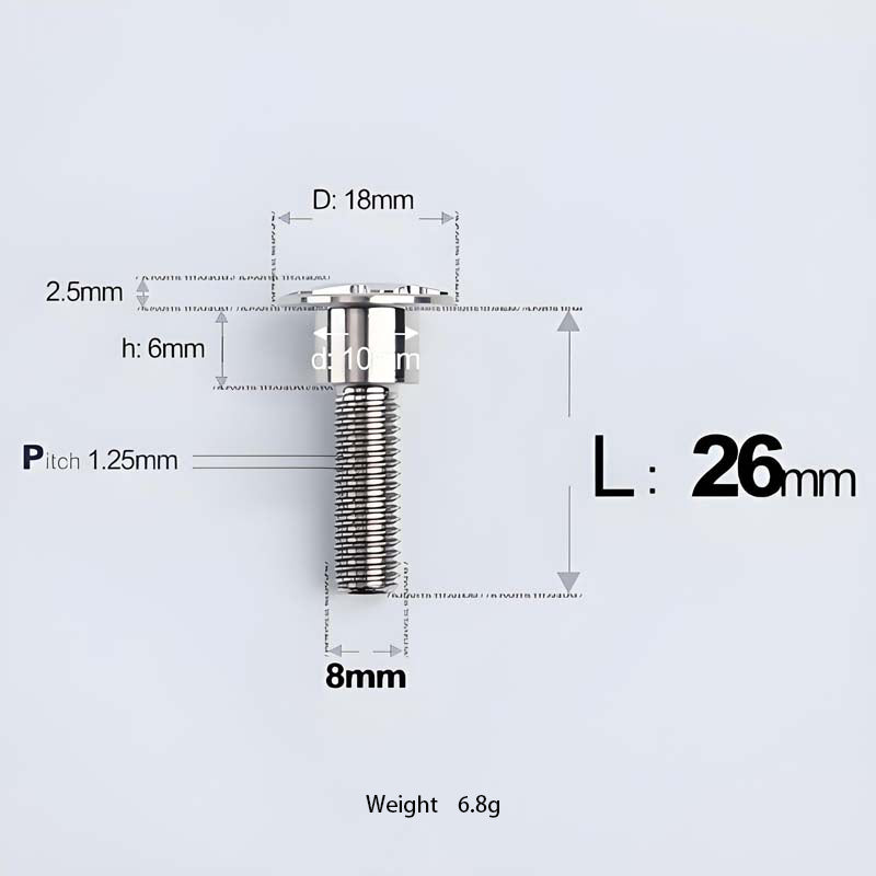 M8x13-48mm Titanium Shoulder Bolts for Motorcycle - TI