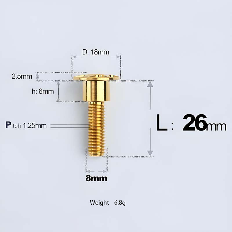 M8x13-48mm Gold Titanium Shoulder Bolts for Motorcycle
