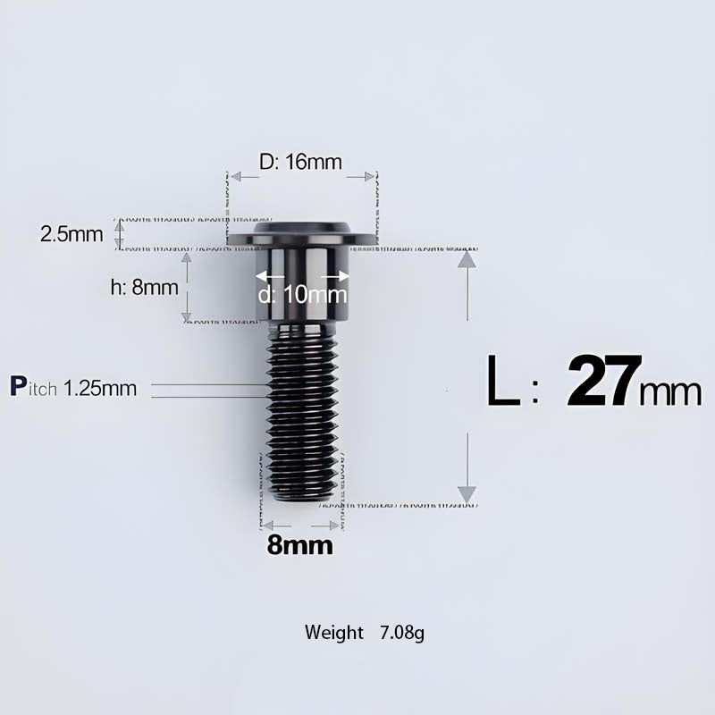 M8x13-48mm Titanium Shoulder Bolts for Motorcycle - Black