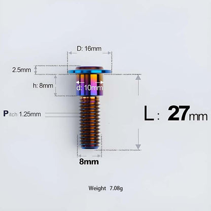 M8x13-48mm Titanium Shoulder Bolts for Motorcycle - Blue