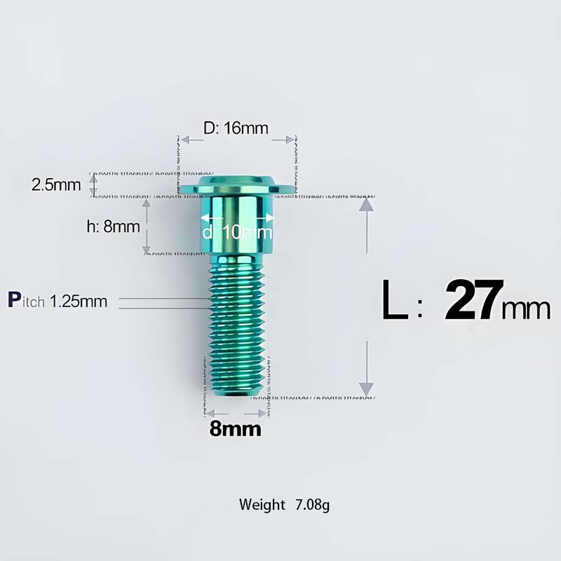 M8x13-48mm Titanium Shoulder Bolts for Motorcycle - Green