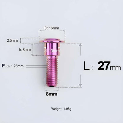 M8x13-48mm Titanium Shoulder Bolts for Motorcycle - Purple