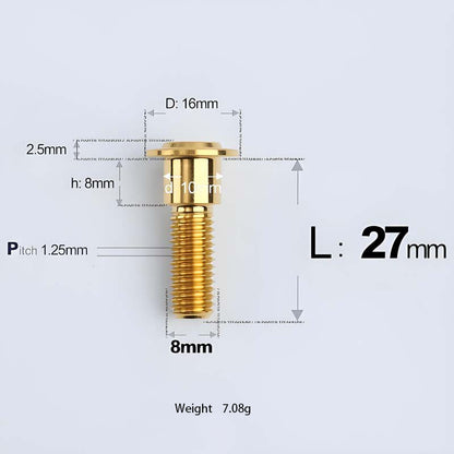 M8x13-48mm Gold Titanium Shoulder Bolts for Motorcycle