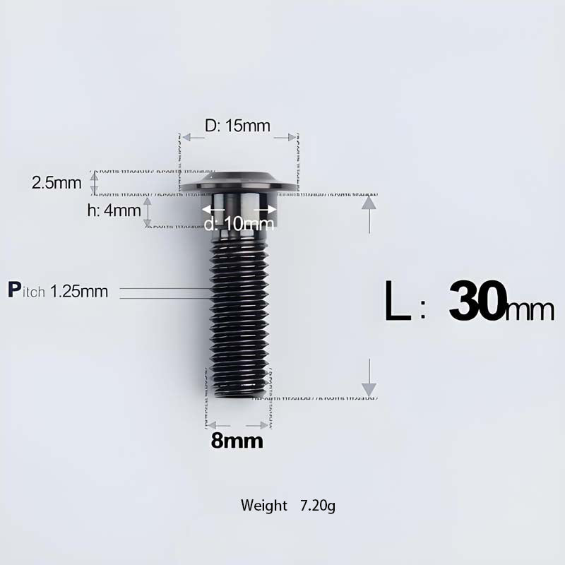 M8x13-48mm Titanium Shoulder Bolts for Motorcycle - Black