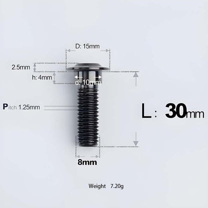 M8x13-48mm Titanium Shoulder Bolts for Motorcycle - Black