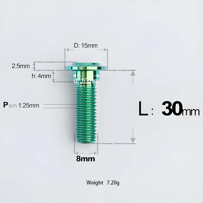 M8x13-48mm Titanium Shoulder Bolts for Motorcycle - Green