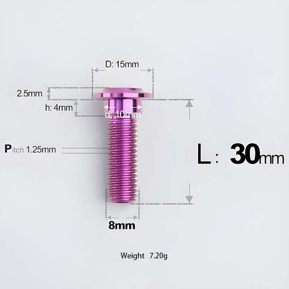 M8x13-48mm Titanium Shoulder Bolts for Motorcycle - Purple