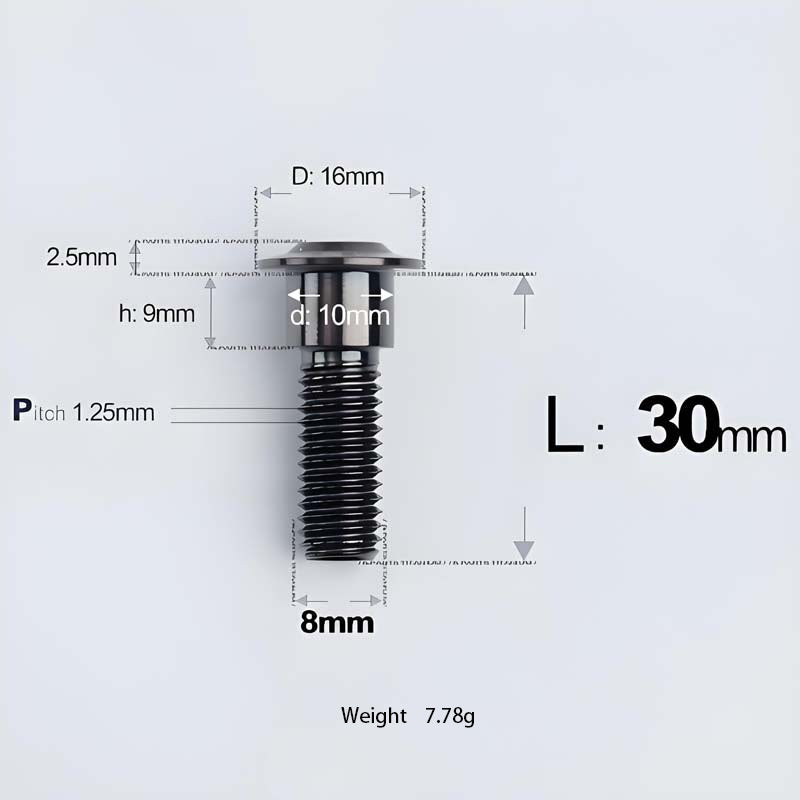 M8x13-48mm Titanium Shoulder Bolts for Motorcycle - Black