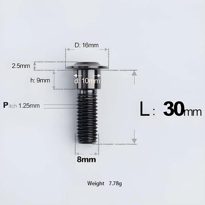 M8x13-48mm Titanium Shoulder Bolts for Motorcycle - Black
