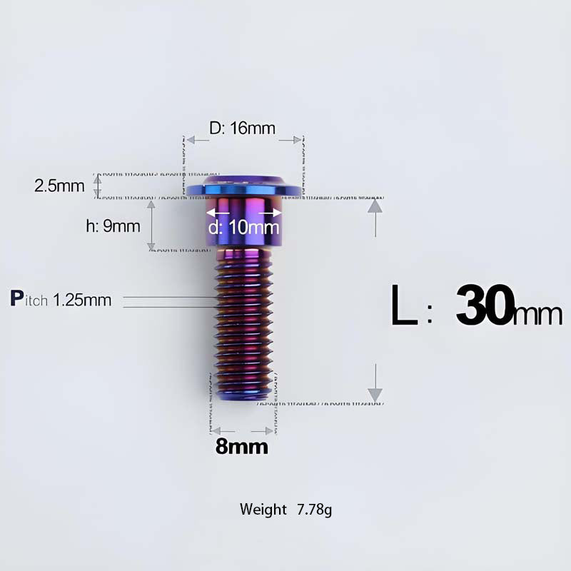 M8x13-48mm Titanium Shoulder Bolts for Motorcycle - Blue