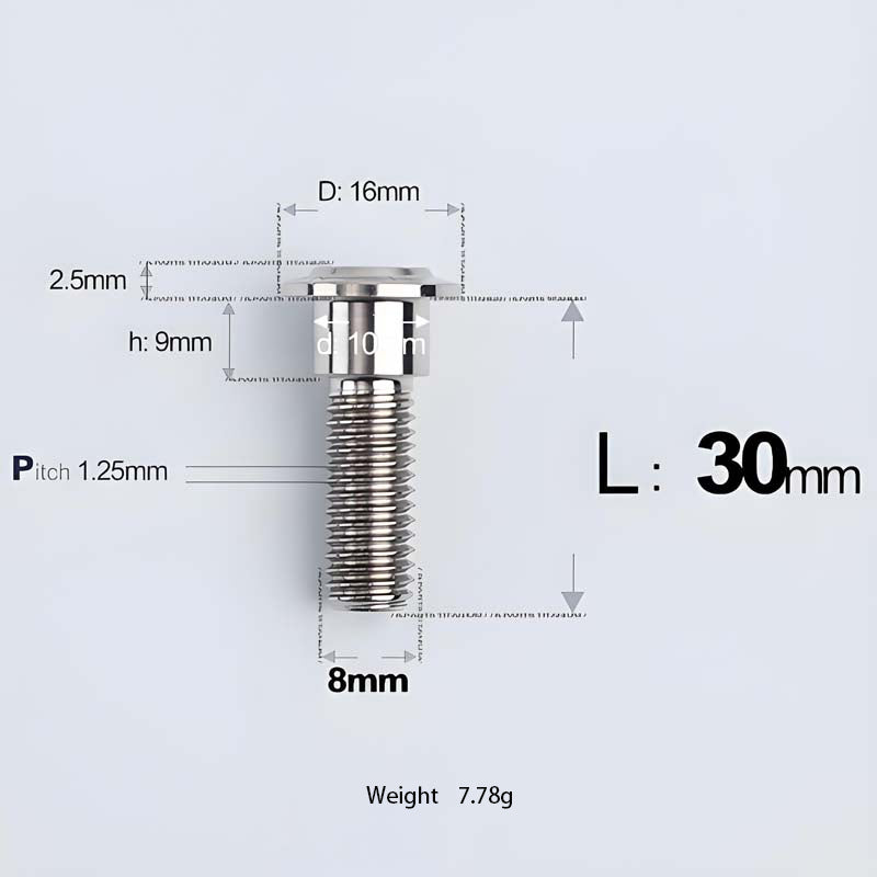 M8x13-48mm Titanium Shoulder Bolts for Motorcycle - TI