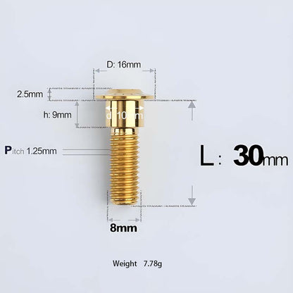 M8x13-48mm Gold Titanium Shoulder Bolts for Motorcycle