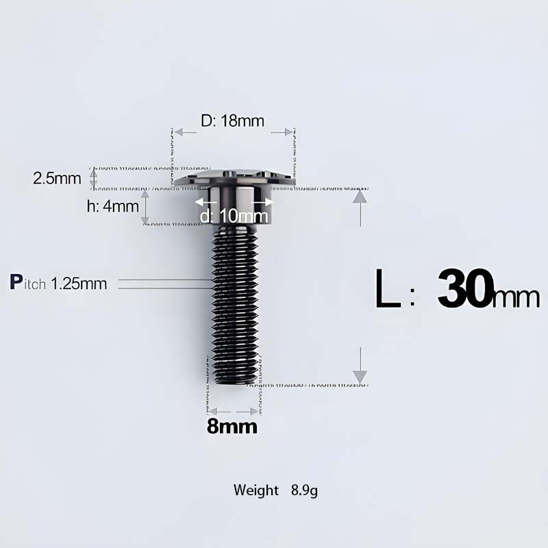 M8x13-48mm Titanium Shoulder Bolts for Motorcycle - Black
