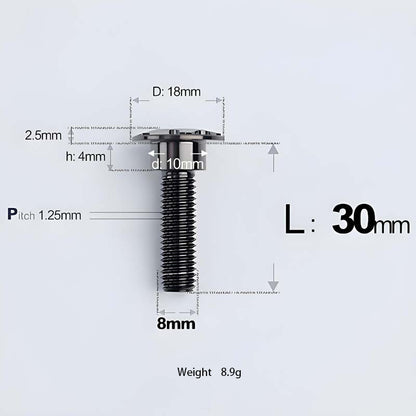 M8x13-48mm Titanium Shoulder Bolts for Motorcycle - Black
