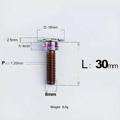 M8x13-48mm Titanium Shoulder Bolts for Motorcycle - Blue