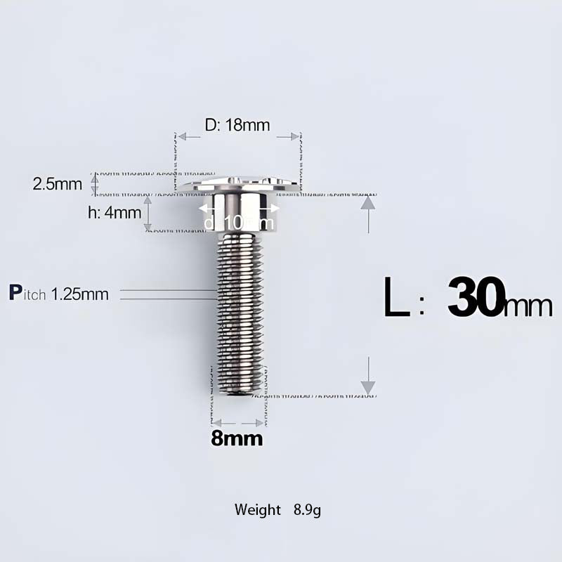 M8x13-48mm Titanium Shoulder Bolts for Motorcycle - TI