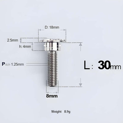 M8x13-48mm Titanium Shoulder Bolts for Motorcycle - TI