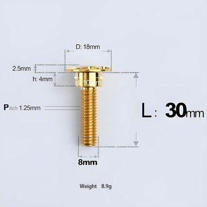 M8x13-48mm Gold Titanium Shoulder Bolts for Motorcycle