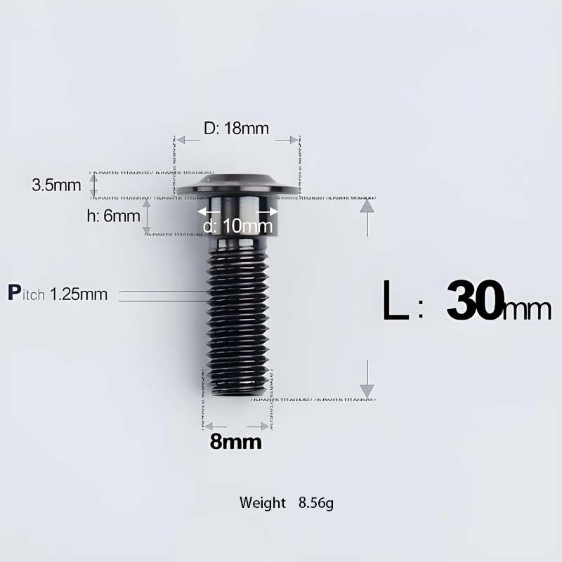 M8x13-48mm Titanium Shoulder Bolts for Motorcycle - Black