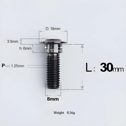 M8x13-48mm Titanium Shoulder Bolts for Motorcycle - Black