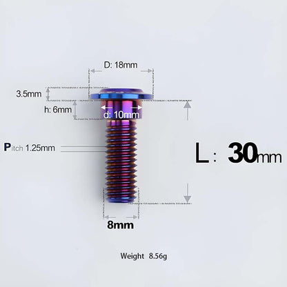 M8x13-48mm Titanium Shoulder Bolts for Motorcycle - Blue