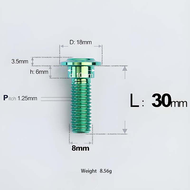 M8x13-48mm Titanium Shoulder Bolts for Motorcycle - Green
