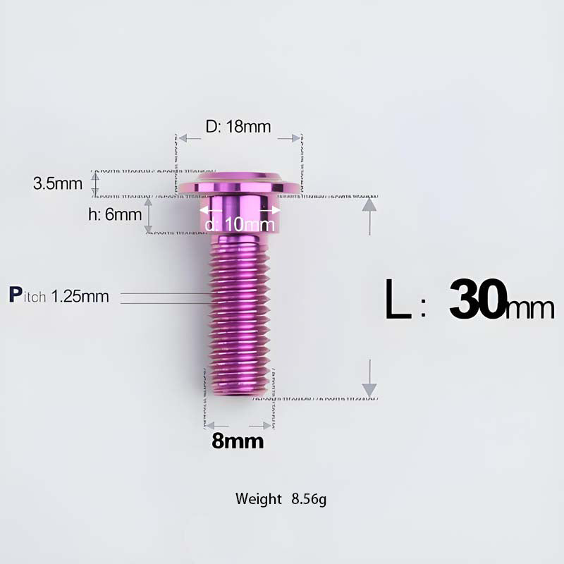 M8x13-48mm Titanium Shoulder Bolts for Motorcycle - Purple