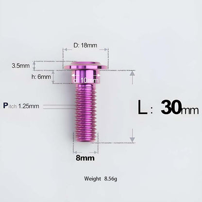 M8x13-48mm Titanium Shoulder Bolts for Motorcycle - Purple