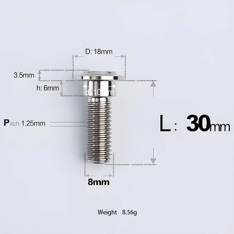 M8x13-48mm Titanium Shoulder Bolts for Motorcycle - TI