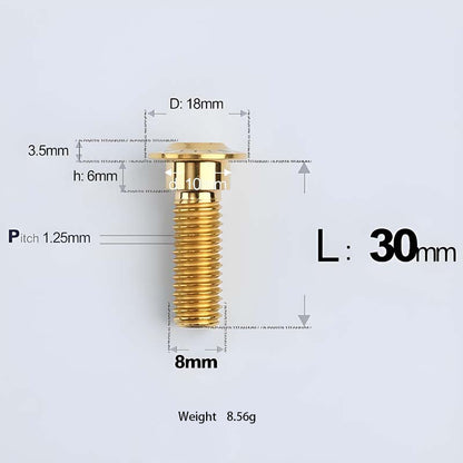 M8x13-48mm Gold Titanium Shoulder Bolts for Motorcycle