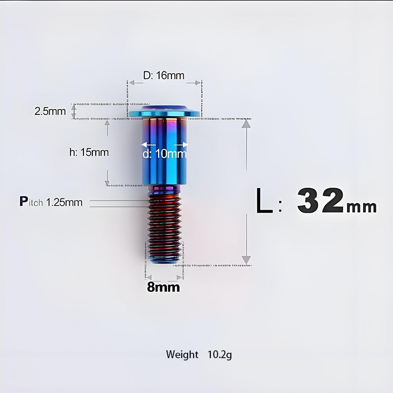 M8x13-48mm Titanium Shoulder Bolts for Motorcycle - Blue