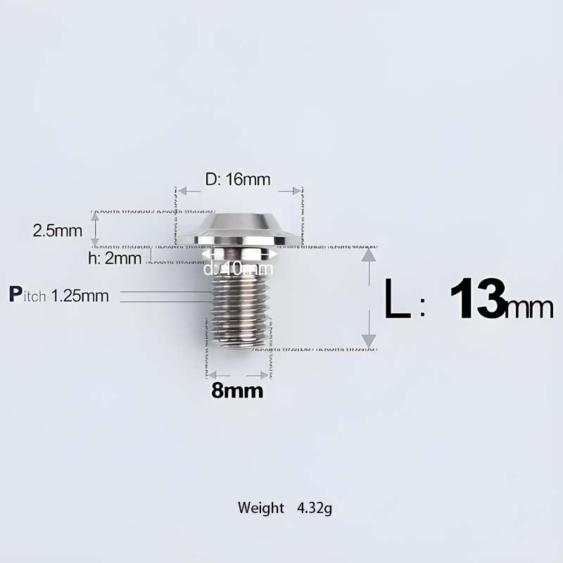 M8x13-48mm Titanium Shoulder Bolts for Motorcycle - TI