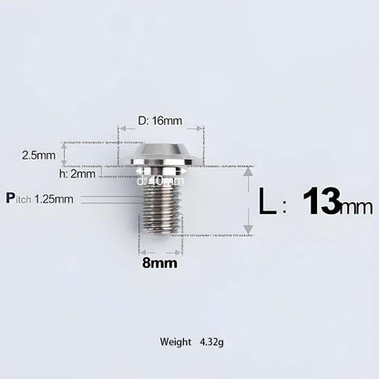 M8x13-48mm Titanium Shoulder Bolts for Motorcycle - TI