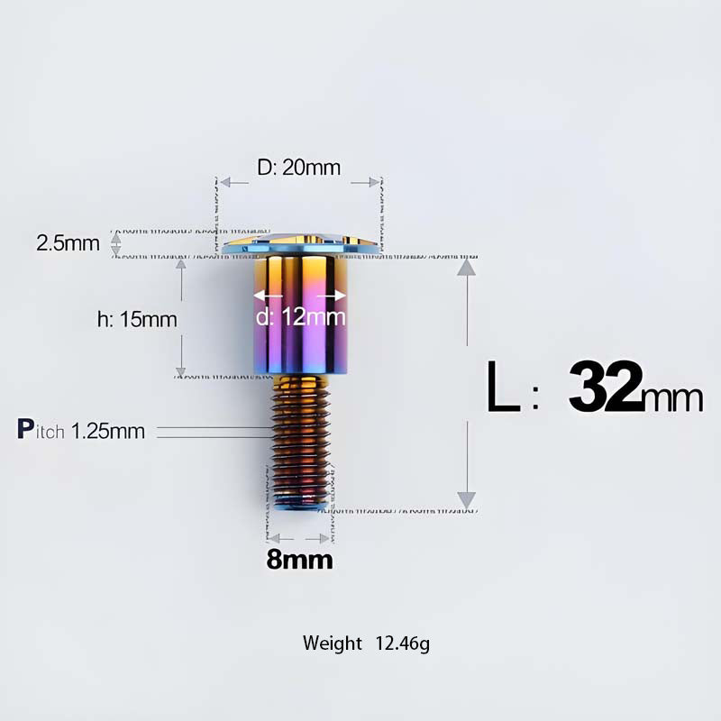 M8x13-48mm Titanium Shoulder Bolts for Motorcycle - Blue