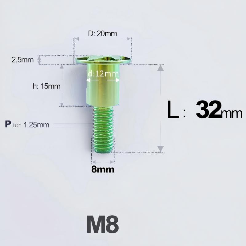 M8x13-48mm Titanium Shoulder Bolts for Motorcycle - Green
