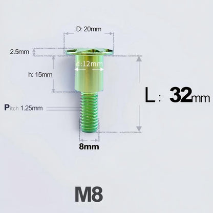 M8x13-48mm Titanium Shoulder Bolts for Motorcycle - Green