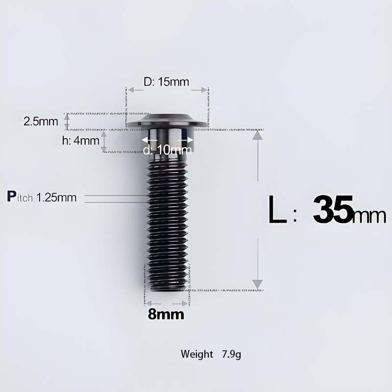 M8x13-48mm Titanium Shoulder Bolts for Motorcycle - Black