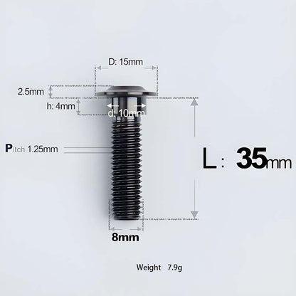M8x13-48mm Titanium Shoulder Bolts for Motorcycle - Black
