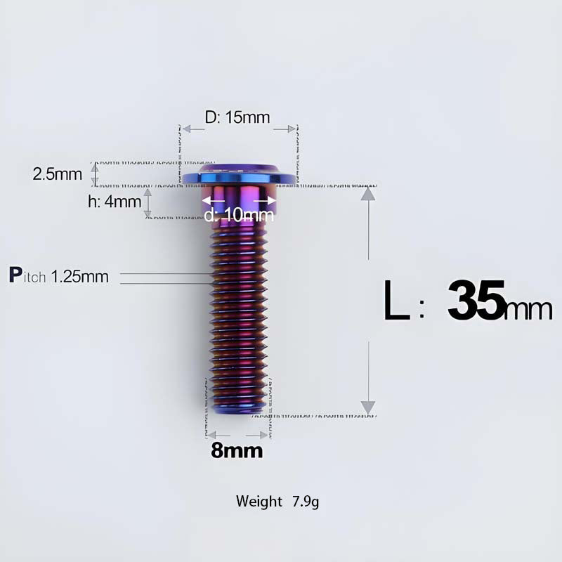 M8x13-48mm Titanium Shoulder Bolts for Motorcycle - Blue